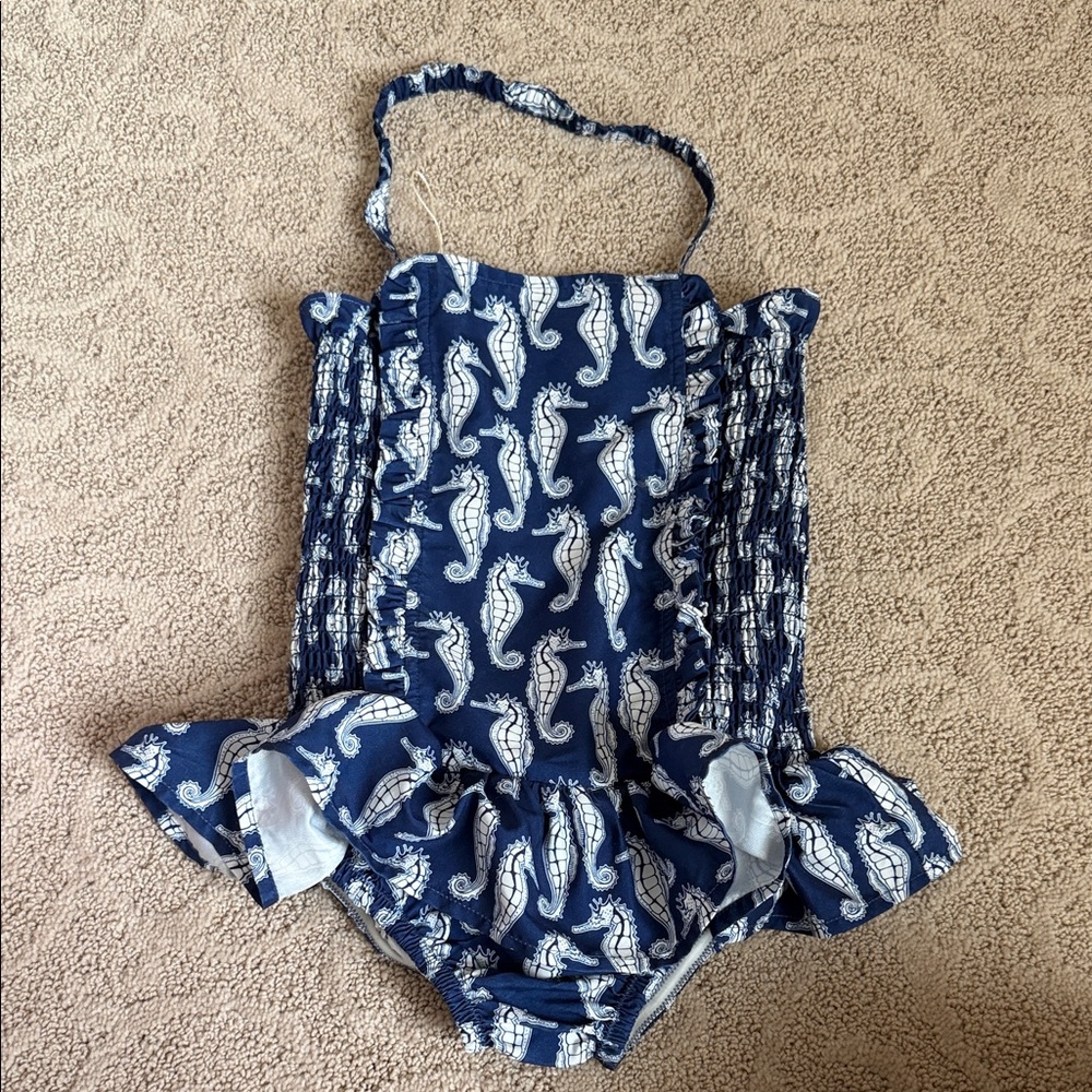 Rachel Riley Blue and White Kids Swim One Piece